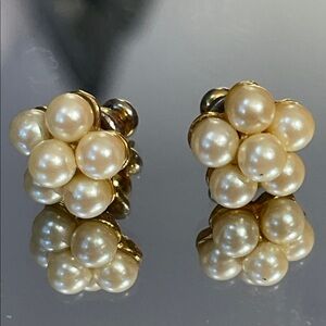 Elegant Pearl Flower stud post Earrings